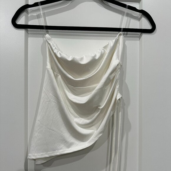 Asymmetrical Strapless White Top - Picture 1 of 3
